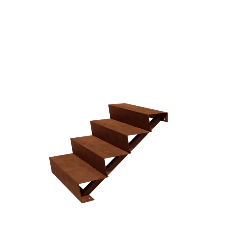 Scala da giardino in acciaio corten - 4-gradinie - 96 x 80 x 68 cm