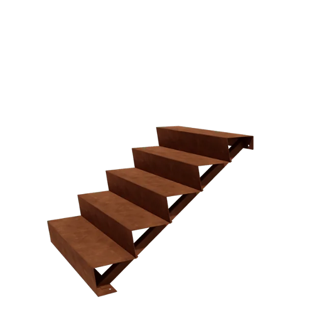 Scala da giardino in acciaio corten - 5-gradinie - 120 x 100 x 85 cm