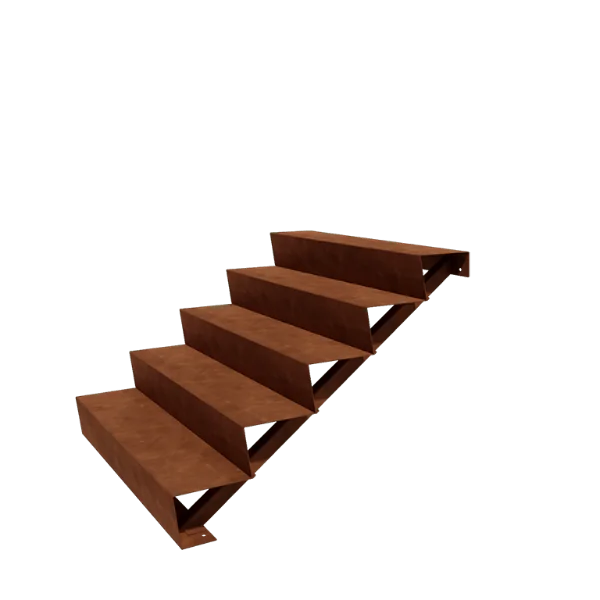 Scala da giardino in acciaio corten - 5-gradinie - 120 x 120 x 85 cm