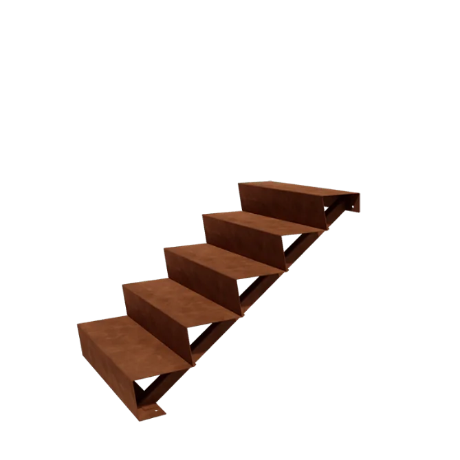 Scala da giardino in acciaio corten - 5-gradinie - 120 x 80 x 85 cm