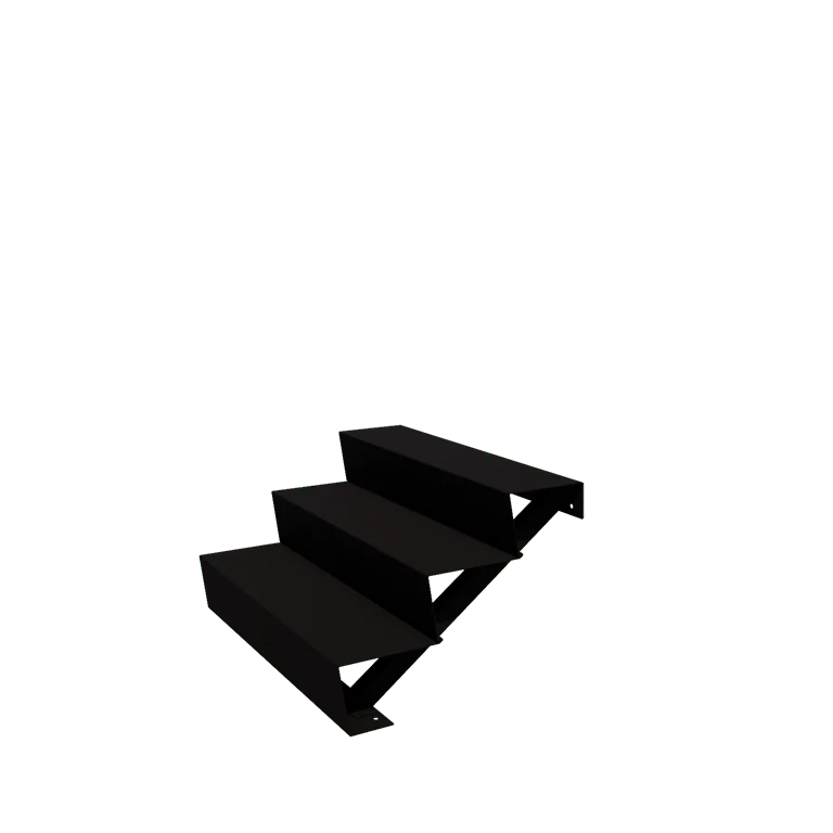 Scala da giardino in acciaio - 3-gradinie - 72 x 100 x 51 cm - RAL9005 opaco (nero)