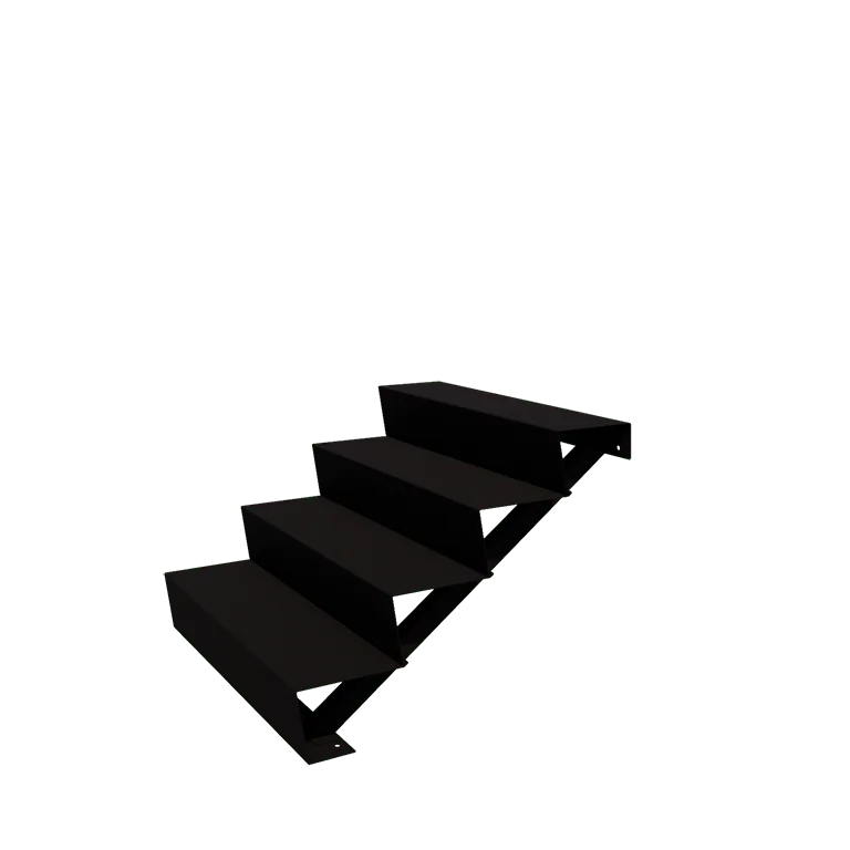 Scala da giardino in acciaio - 4-gradinie - 96 x 100 x 68 cm - RAL9005 opaco (nero)