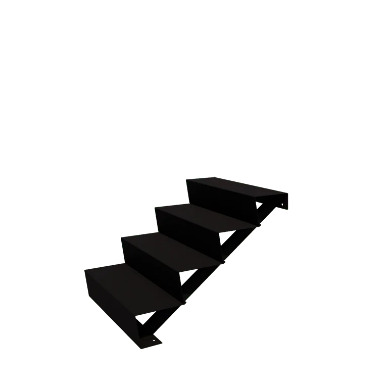 Scala da giardino in acciaio - 4-gradinie - 96 x 80 x 68 cm - RAL9005 opaco (nero)