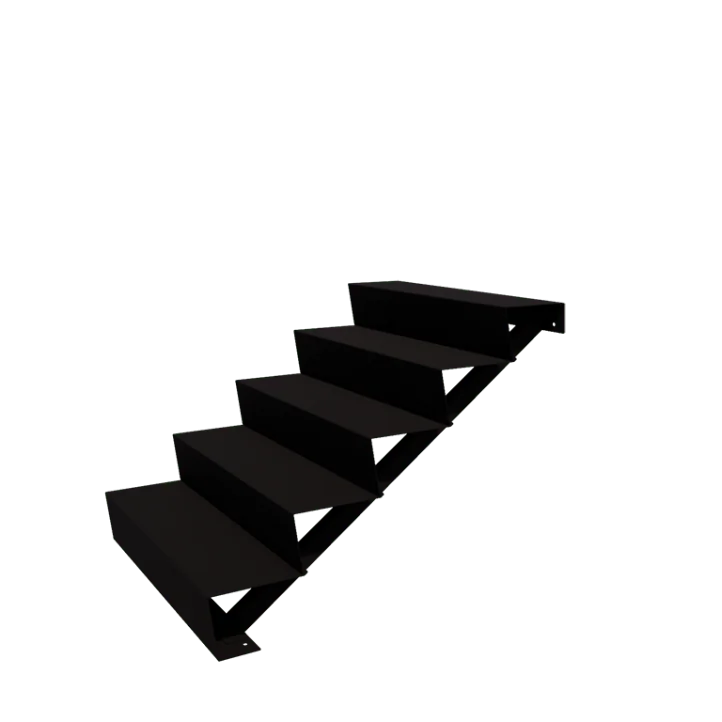 Scala da giardino in acciaio - 5-gradinie - 120 x 100 x 85 cm - RAL9005 opaco (nero)