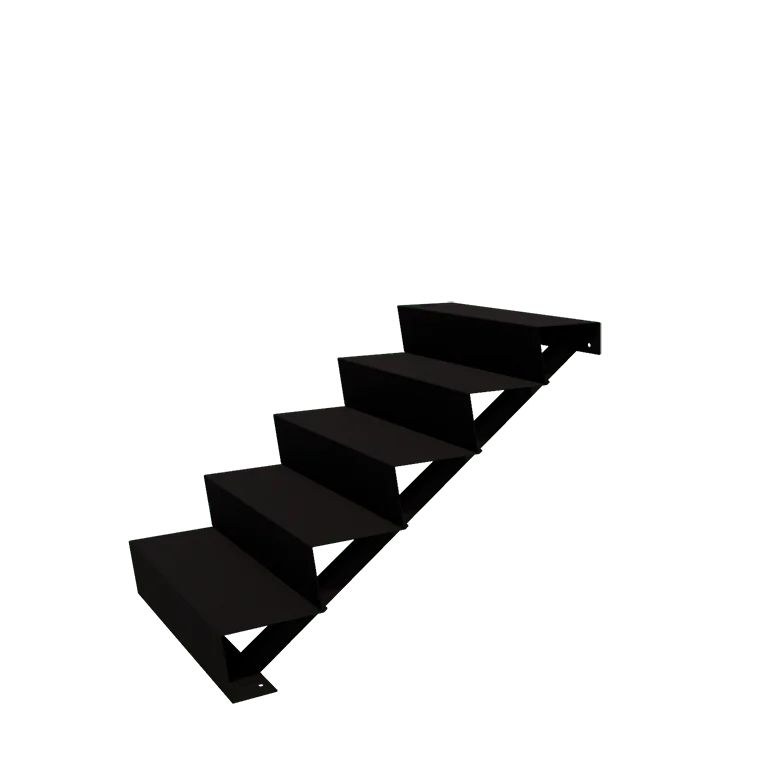 Scala da giardino in acciaio - 5-gradinie - 120 x 80 x 85 cm - RAL9005 opaco (nero)