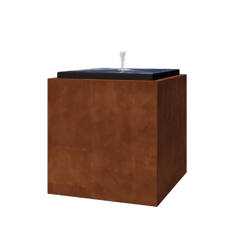 Fontana in acciaio corten - Orin - 80 x 80 x 80 cm - Con Illuminazione LED