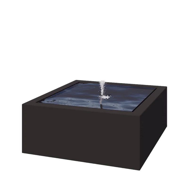 Fontana in alluminio - Lyra - 100 x 100 x 40 cm - RAL9005 opaco (nero) - Con Illuminazione LED