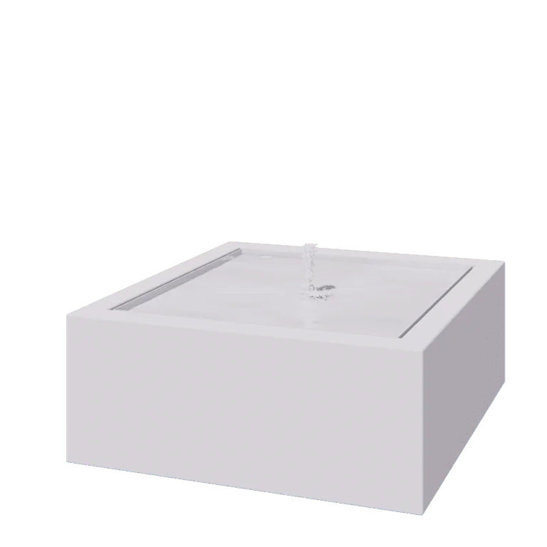 Fontana in alluminio - Lyra - 120 x 120 x 40 cm - RAL9010 opaco (bianco) - Con Illuminazione LED