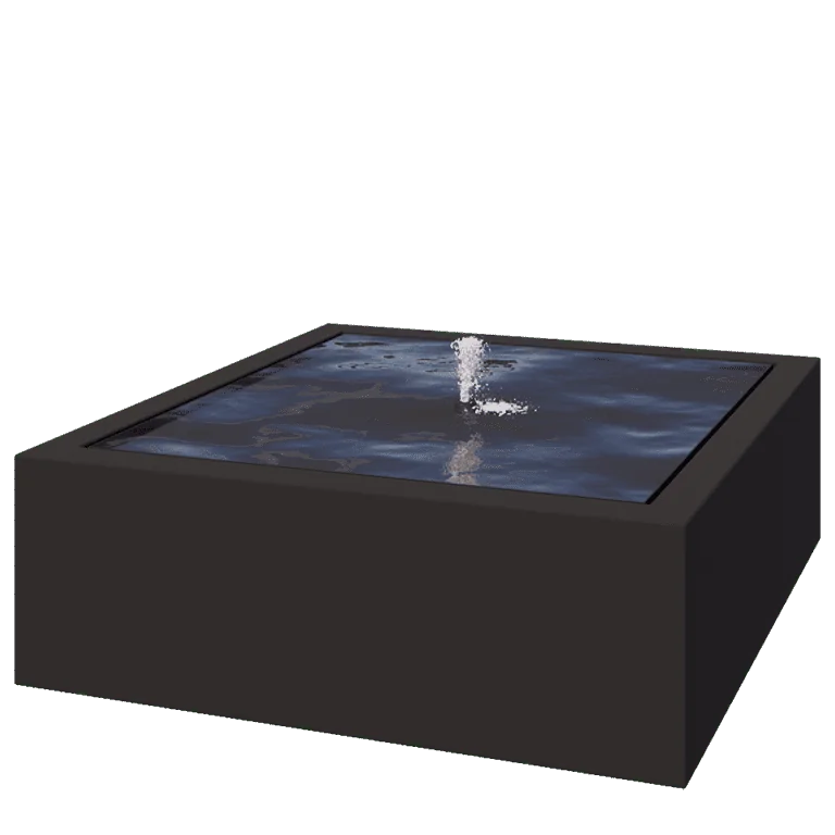 Fontana in alluminio - Lyra - 120 x 120 x 40 cm - RAL9005 opaco (nero) - Con Illuminazione LED