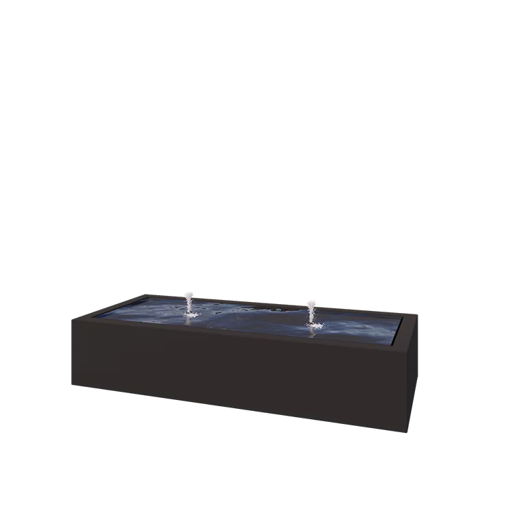 Fontana in alluminio - Lyra - 200 x 80 x 40 cm - RAL9005 opaco (nero) - Con Illuminazione LED