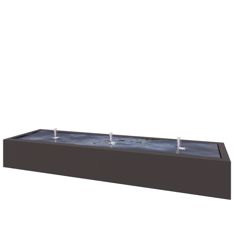 Fontana in alluminio - Lyra - 300 x 80 x 40 cm - RAL7016 opaco (grigio antracite) - Con Illuminazione LED