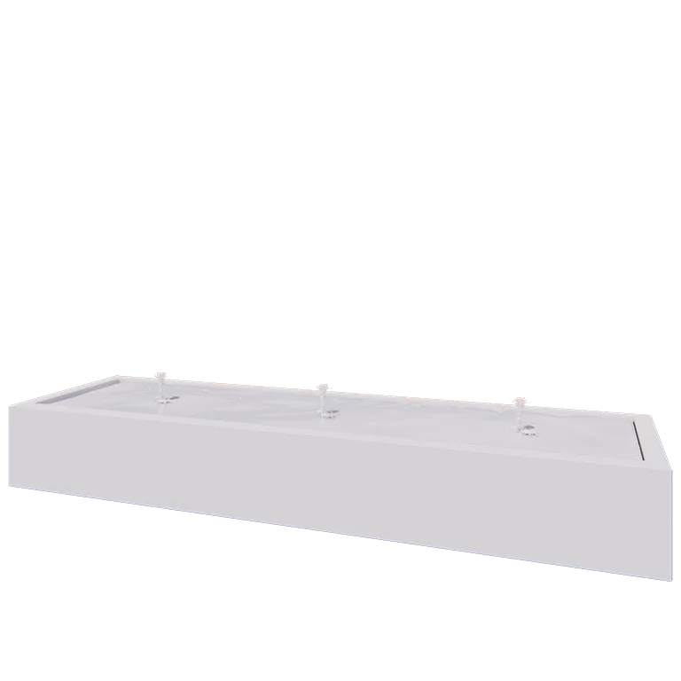 Fontana in alluminio - Lyra - 300 x 80 x 40 cm - RAL9010 opaco (bianco) - Con Illuminazione LED