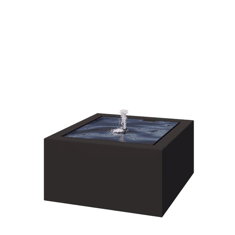 Fontana in alluminio - Lyra - 80 x 80 x 40 cm - RAL9005 opaco (nero) - Con Illuminazione LED