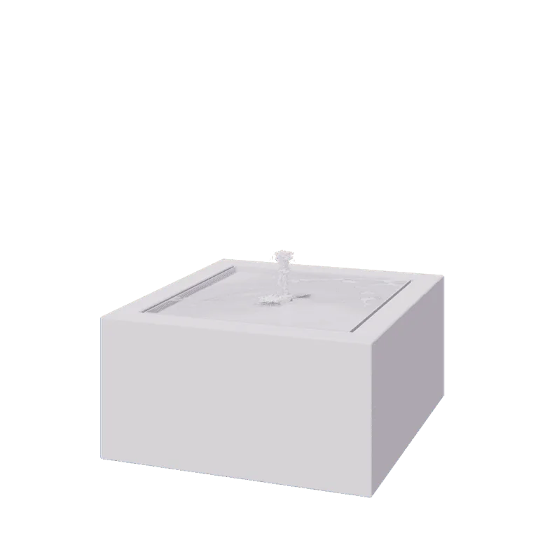 Fontana in alluminio - Lyra - 80 x 80 x 40 cm - RAL9010 opaco (bianco) - Con Illuminazione LED
