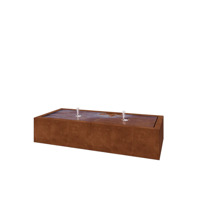 Fontana in acciaio corten - Lyra - 200 x 80 x 40 cm - Con Illuminazione LED
