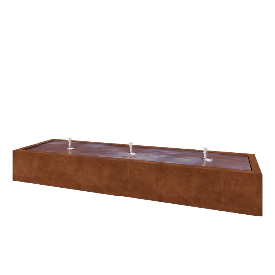 Fontana in acciaio corten - Lyra - 300 x 80 x 40 cm - Senza Illuminazione LED